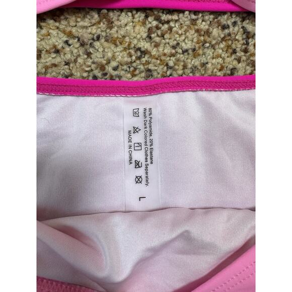 Women's Twist Front High Waisted‎ V-Neck Bikini Set Pink Size Large - Picture 7 of 7